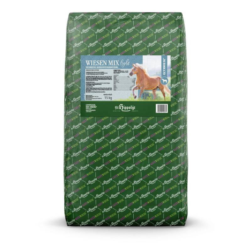 St. Hippolyt GlyxWiese® Wiesen Mix light 15 kg Ballen Fasermischung für leichtfuttrige Pferde und Ponys von St. Hippolyt