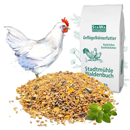 STAWA Hühnerfutter Geflügelkörnerfutter Körnerfutter, ohne Gentechnik, mit Oregano Öl, 25 kg von STAWA