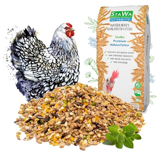 STAWA Premium Hühnerfutter, Geflügelkörnerfutter, ohne Gentechnik, mit Oregano und Pfefferminz-Öl, 25 kg von STAWA