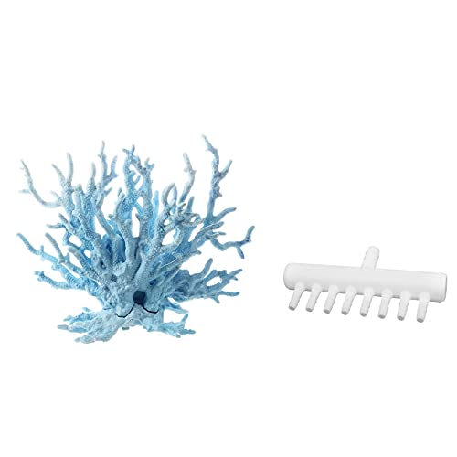 Staccatory 1 Stück Aquarium Aquarium Hellblau Künstliche Kunststoff Koralle Dekor & 1 Stück 8 Aquarium Rohr Splitter Ventil von Staccatory