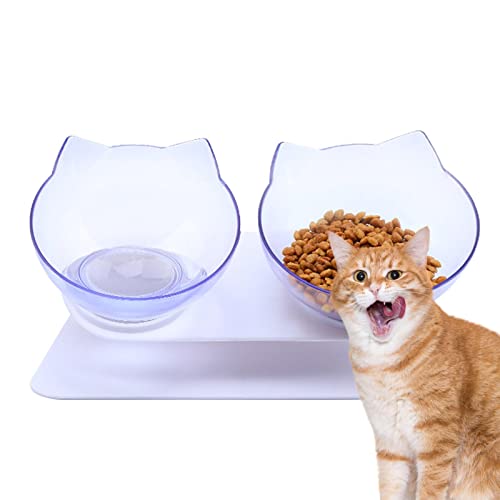 Katzen Und Hundenapf, Futternapf Single Feeding Water Dispenser,Rutschfester Katzennapf, Schräger Nackenschutz, Transparenter Haustiernapf, Hohe Füße, Haustiertränke von Stalf