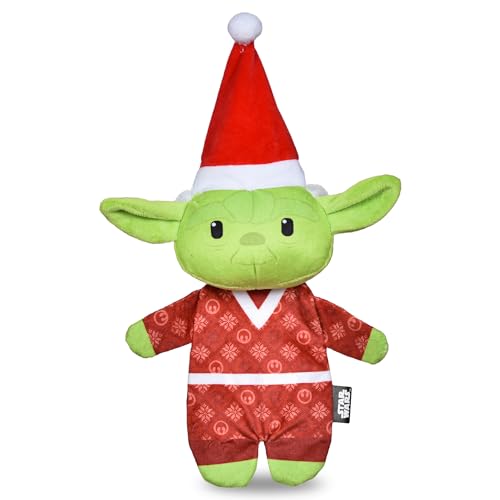 STAR WARS for Pets Holiday YODA Elfe mit flachem Körper, Haustierspielzeug, mit Knistern und Quietschen, 22,9 cm, Plüsch-Quietscher, Urlaub, Yoda, Haustierspielzeug für Hunde, Strumpffüller von Star Wars