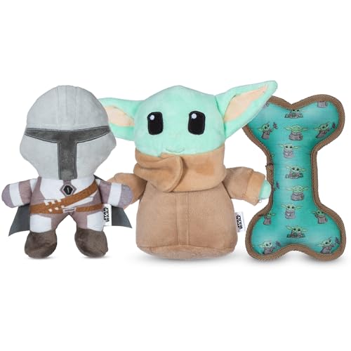 Star Wars for Pets The Mandalorian 3-teiliges Geschenkset für Hunde, enthält 22,9 cm Mandalorian-Plüsch, 22,9 cm Grogu-Plüsch und Oxford-Knochenform-Spielzeug mit Grogu-Druck, quietschendes Star Wars for Pets The Mandalorian 3-teiliges Geschenkset für Hunde, enthält 22,9 cm Mandalorian-Plüsch, 22,9 cm Grogu-Plüsch und Oxford-Knochenform-Spielzeug mit Grogu-Druck, quietschendes von Star Wars