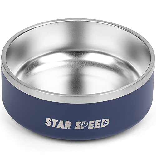 StarSpeed Hundenapf aus Edelstahl, für kleine Hunde mit Gummiunterseite, sturzfest und langlebig, hält kalt, fasst 1,2 l, passend für verschiedene Größen, Marineblau ) von StarSpeed