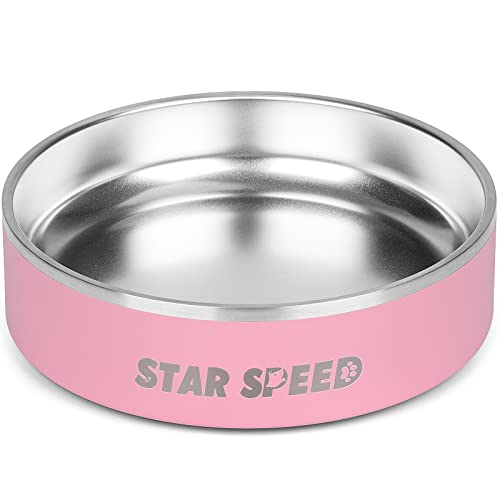 StarSpeed Hundenapf aus Edelstahl, für kleine Hunde mit Gummiunterseite, sturzfest und langlebig, hält kalt, fasst 680 ml, passend für verschiedene Größen (680 ml, Rosa von StarSpeed