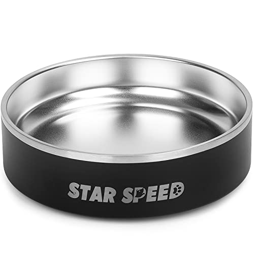 StarSpeed Hundenapf aus Edelstahl, für kleine Hunde mit Gummiunterseite, sturzfest und langlebig, hält kalt, fasst 680 ml, passend für verschiedene Größen (680 ml, Schwarz) von StarSpeed
