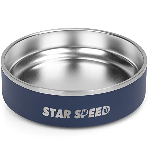 StarSpeed Hundenapf aus Edelstahl, für kleine Hunde mit Gummiunterseite, sturzfest und langlebig, hält kalt, fasst 680 ml, passend für verschiedene Größen (680 ml, marineblau) von StarSpeed
