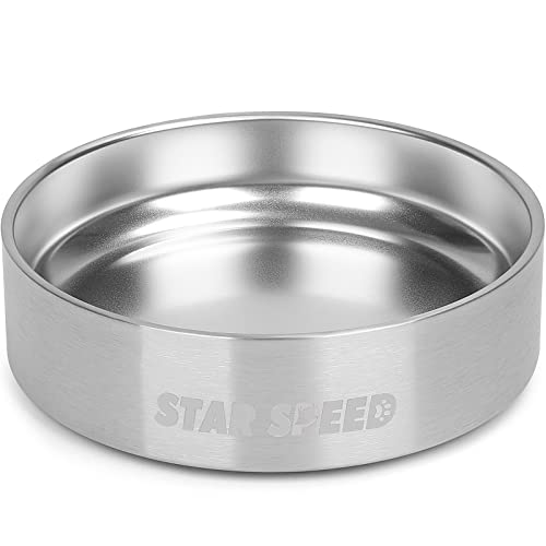 StarSpeed Hundenapf aus Edelstahl, für kleine Hunde mit Gummiunterseite, sturzfest und langlebig, hält kalt, fasst 680 ml, passend für verschiedene Größen (680 ml, silberfarben) von StarSpeed