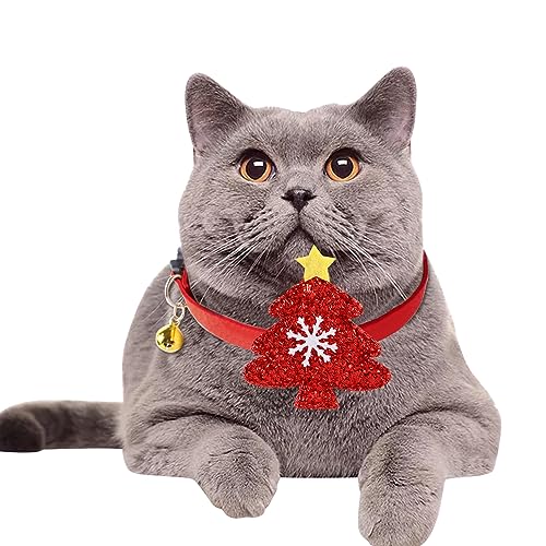 StarTreene Hundehalsband, Fliege, verstellbar, leicht, Weihnachten, Katze, mit Glöckchen, 2 Stück (Medium, 02) von StarTreene