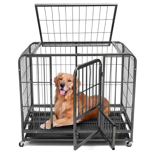 Starbover Hundekäfig für Zuhause, Hundegitterbox Doppeltür für Große & Mittelgroße Hunde Indoor, Hundekäfig Wohnung mit abnehmbarem Tablett und 2 abschließbaren Rädern 125x94x110cm Starbover Hundekäfig für Zuhause, Hundegitterbox Doppeltür für Große & Mittelgroße Hunde Indoor, Hundekäfig Wohnung mit abnehmbarem Tablett und 2 abschließbaren Rädern 125x94x110cm von Starbover