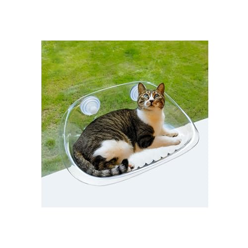 Katzenbett mit Fensterstange, einfach zu installieren, sicher und bequem, hängendes Katzenbett für Fenster und glatte Fliesenwände (transparent, M) von Starfish UN