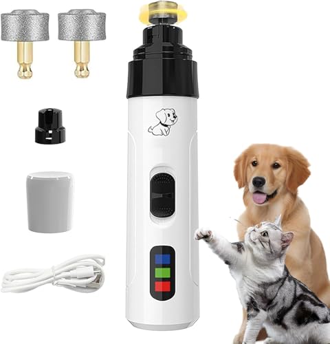 Starnearby 2025 Neu Krallenschleifer für Hunde, 2-Gang mit 3 Anschlüsse Profi Hundekrallenschneider, Super Leise Krallenschneider Wiederaufladbare für Große, Mittlere und Kleine Hunde/Katzen (Weiß) von Starnearby