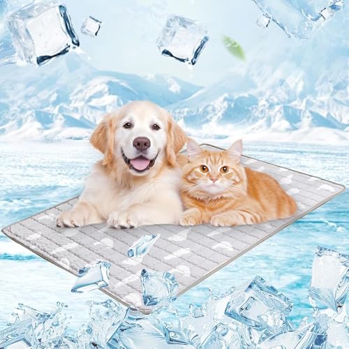 Starnearby 2025 Neu Kühlmatte Kühldecke für Hund & Katze Selbstkühlende Hundematte, Kühlmatte Hund Kühlbett für Hunde, Dog Cooling Mat Abrieb- und Bissfest Natürliche Kühlung (Grau, XXL) von Starnearby