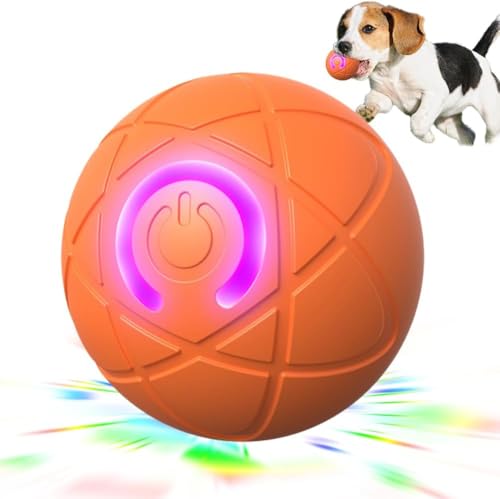 Starnearby 2025 Neu Springender Aktivierungsball für Hunde mit LED Interaktives Katzenspielzeug Hundespielzeug Ball Selbstbeschäftigung Elektrisch Ball Spielzeug für Katzen Hunde (Orange) von Starnearby