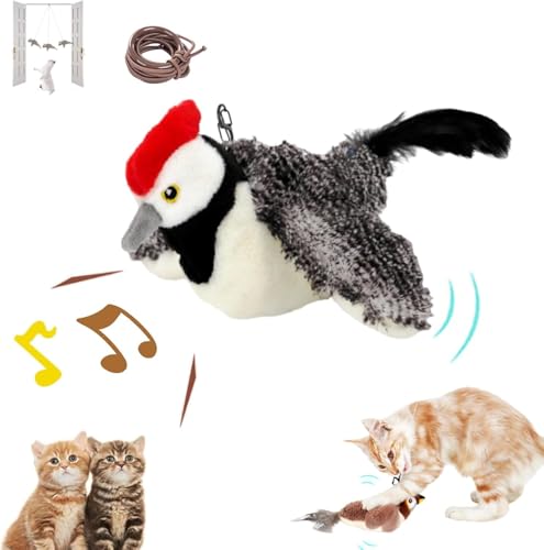 Starnearby Katzenspielzeug Vogel Flattern Fliegender Vogel Katzenspielzeug Selbstbeschäftigung Flappy Bird Cat Toy Interaktives Katzenspielzeug Elektrisch Fliegender Vogel für Katzen (Specht) von Starnearby