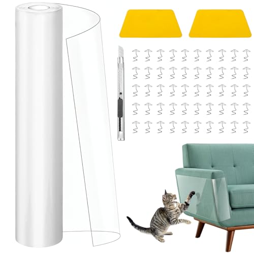 Starvortex Kratzfolie Katzen Selbstklebend, 30cm×5M Kratzschutz Sofa Katze für Haustier Hund, Transparent Couch Schutz Kratzschutz für Möbel Teppich Couch Tür mit 50 Stiften & 2 Schaber Starvortex Kratzfolie Katzen Selbstklebend, 30cm×5M Kratzschutz Sofa Katze für Haustier Hund, Transparent Couch Schutz Kratzschutz für Möbel Teppich Couch Tür mit 50 Stiften & 2 Schaber von Starvortex