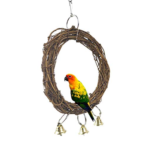 Steellwingsf Papagei Pet Vogel Hängeschaukel Ranke Rattanschaukel Glocke zum Aufhängen Klettern Kauen Käfig Ring Spielzeug von Steellwingsf