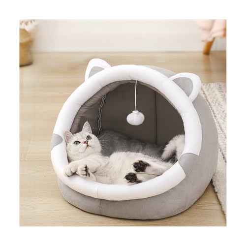 Katzenbett – Katzenbetten für den Innenbereich, halbgeschlossenes Haustierbett mit hängendem Spielzeug und Wattepads, waschbares Haus für kleine Haustiere, Katzenbetten für Inte Katzenbett – Katzenbetten für den Innenbereich, halbgeschlossenes Haustierbett mit hängendem Spielzeug und Wattepads, waschbares Haus für kleine Haustiere, Katzenbetten für Inte von Stellar Fung Hwa
