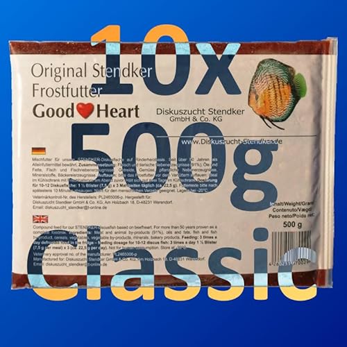 Original Stendker Frostfutter 5kg Sparpaket 10x GoodHeart 500g Classic + 1x GRATIS Stendker Tropical! Diskus Futter -Immer frisch: Direkt ab Werk- von Stendker