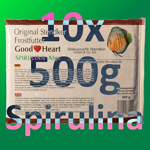 Original Stendker Frostfutter 5kg Sparpaket 10x GoodHeart 500g Spirulina+ 1x GRATIS Stendker Tropical! Diskus Futter -Immer frisch: Direkt ab Werk- von Stendker