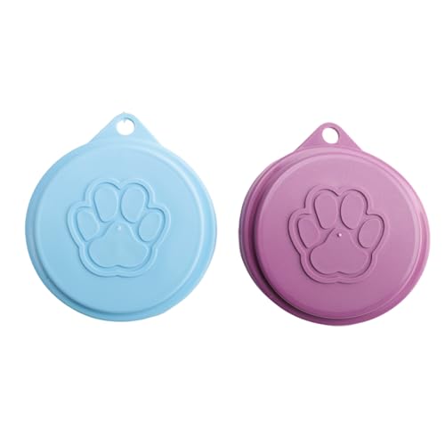 Steowsey 2 Stuecke Wiederverwendbare Haustier Hunde Lebensmittel Abdeckungen Mit Druck Frische Pet Dosen Kunststoff Deckel Kappen Zufaellige Farbe von Steowsey