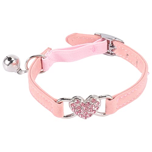 Steowsey HerzanhäNger und Glockenkatzenkragen Sicherheitsgummi Verstellbar mit Weichem Samtmaterial Kragen Haustierprodukt Klein S Rosa von Steowsey