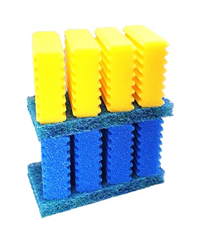 Steppan 8 Stück Filterschwämme 4 x blau und 4 x gelb -Plus- 2 Stück Biomatten passend für SunSun CBF 350B. Auch passend für Osaga, Pondlife, Atlantis und OTF. von Steppan