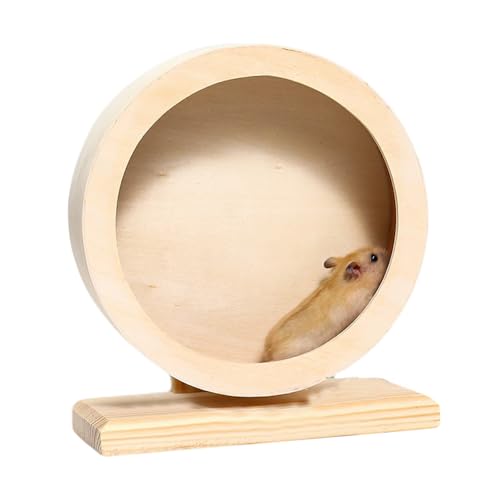 STGBCST Hamsterrad - Holzlaufrad Naturholz, Leises Laufrad für Zwerghamster & Rennmäuse, 19 * 11 * 16.5CM Hamster Holzlaufrad, Silent Laufrad Kleintier Zubehör (360g) von Stgbcst