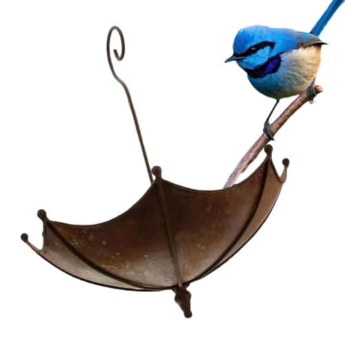 STGBCST Schmiedeeiserne Vogeltränke in Schirmform - Dekoratives Gartenvogelhaus aus Eisen mit Schirmdach 17 * 17 * 15 cm Perfekt für Vogelliebhaber von Stgbcst