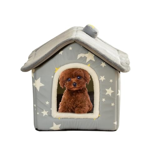 Katzenhäuser für Wohnungskatzen,Hauskatzenhaus - Plüschbetthaus für Kätzchen,40x35cm/15,75x13,78 Zoll überdachte Katzenbetten, wasserdichtes Winterhaus für Haustiere zum Ausruhen und Schlafen von Stibtmr
