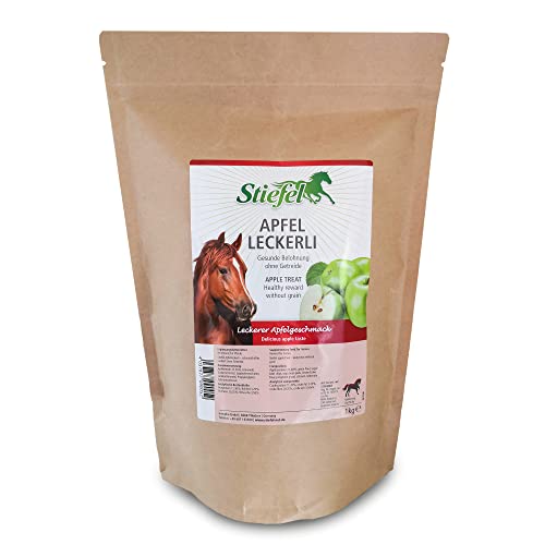 Stiefel Apfelleckerli für Pferde, getreidefreies, gesundes Leckerli mit Apfelgeschmack zur schmackhaften Belohnung, ideales Leckerli für Freizeit-, Sport-, Leistungs- & Zuchtpferden, 1kg von Stiefel