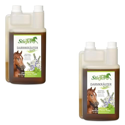 Stiefel Darmkräutersaft | Doppelpack | 2 x 1 l | Flüssiges Ergänzungsfuttermittel für Pferde | Zur Unterstützung bei Blähungen, Kotwasser, Durchfall und Neigung zu Kolik von Stiefel