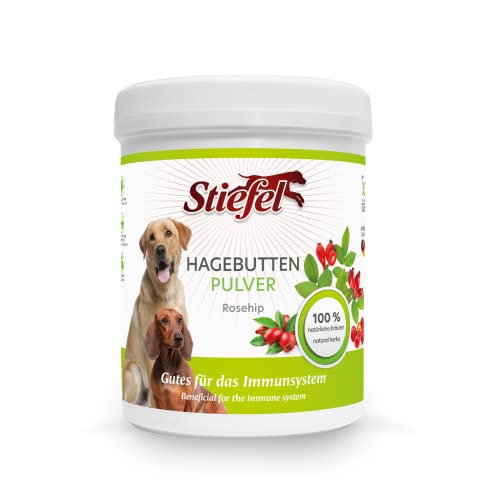 Stiefel Hagebuttenpulver für Hunde, 100% naturbelassene Hagebuttenpulver, hohen Vitamin C-& Mineralstoffgehalt, Unterstützung des Immunsystems und zur Stärkung der Abwehrkräfte, für alle Hunde, 400g von Stiefel