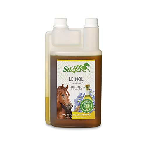 Stiefel Leinöl für Pferde, 100% naturreines Öl, kaltgepresst, unterstützt den Fellwechsel, die Verdauuung & Haut, reich an Omega-3-Fettsäuren, Alpha-Linolsäure, Vitamin A, Vitamin E & Vitamin D, 1l von Stiefel