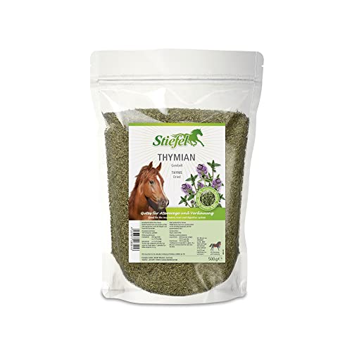 Stiefel Thymian 500g – Einzelfuttermittel für Pferde, gerebelte Thymian-Kräuter, unterstützt Atemwege & Verdauung, natürliche Kräuterergänzung von Stiefel