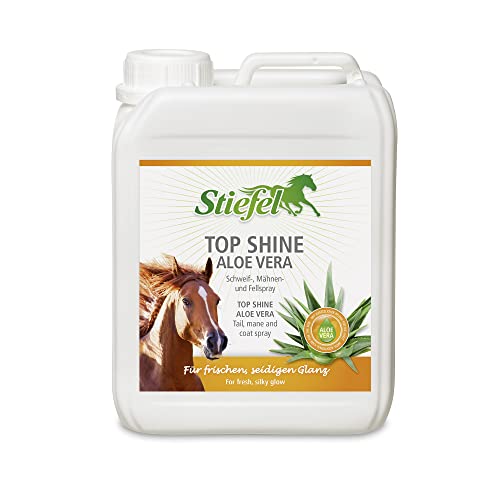 Stiefel Top Shine Aloe Vera für Pferde, Fell-, Mähnen- & Schweifspray für seidigen Glanz, mit Aloe Vera, verhindert Knotenbildung, unsichtbare Schutzfilm, hochwertige Pflege, Nachfüllkanister 2,5l von Stiefel