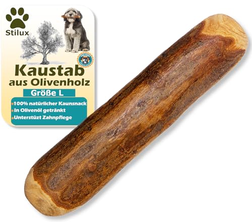 Stilux® Kauhloz aus Olivenholz für Hunde bis 30Kg, Größe L, Kauknochen Hundespielzeug, langlebiges Holzknochen Kauspielzeug zur Hund Zahnpflege von Stilux