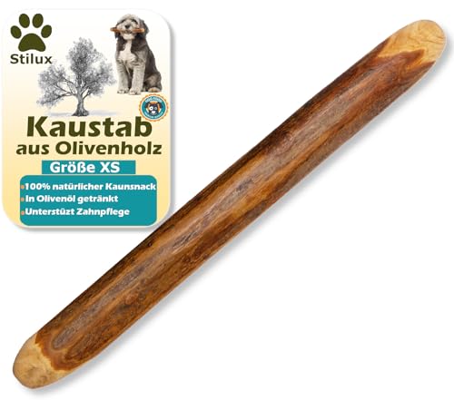 Stilux® Kauhloz aus Olivenholz für Hunde bis 5Kg, Größe XS, Kauknochen Hundespielzeug, langlebiges Holzknochen Kauspielzeug zur Hund Zahnpflege von Stilux
