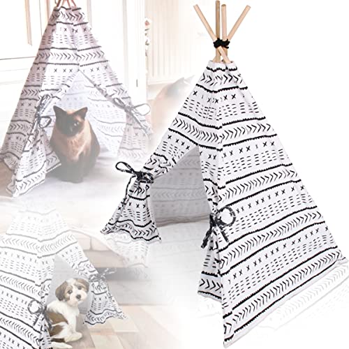 Tipi Zelt für Katzen und kleine Hunde Kuschelhöhle Haustierzelt Weiß von Stimo