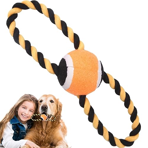 Hundeseilspielzeug | Unzerstörbares Hundeseilspielzeug aus Baumwollfaden mit Tennisball,Bissfestes, interaktives, robustes Hundespielzeug aus Baumwollseil zum Knirschen und Reinigen der Zähne Storaffy von Storaffy