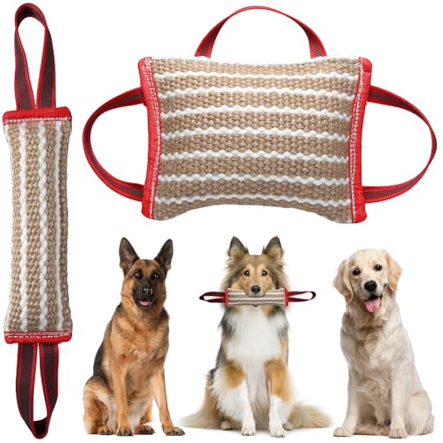 Storystore Hundebeißkissen Tauziehen Spielzeug Set mit Griffen, interaktives Hundespielzeug für große Hunde bis kleine Welpen, Ziehspielzeug Idee zum Apportieren, Welpen interaktiv, Hunde Beißkissen von Storystore