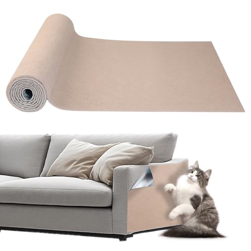 Storystore Selbstklebend Kratzmatte Katze, 40cm x 200cm Katzen Kratzmatte Kratzschutz Sofa Katze, DIY Katzes Katzenteppich Wand Kratzschutz für Katzenständer, Sofa, Katzenturm (Kaki) von Storystore