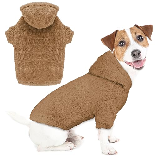 Fuzzy Dog Hoodie Dog Sweater Dog Clothes Warm Soft Cozy Dog Cozy Dog Coats Hooded Sweatshirt Medium Dog Hoodie Dog Sweater for Medium Dogs (Coffee-M) von Stpiatue