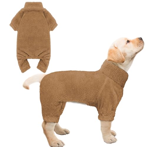 Fuzzy Hunde-Pyjama, Rollkragen, warm, weich, gemütlich, leicht, Haustier-Pyjama, Hundepullover für kleine Hunde (Kaffee, Größe S/M) von Stpiatue