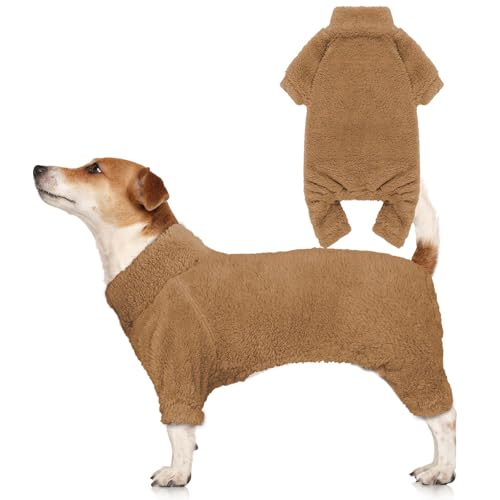 Fuzzy Hunde-Pyjama, Rollkragen, warm, weich, gemütlich, leicht, Haustier-Pyjama, Hundepullover für mittelgroße Hunde (Kaffee-M) von Stpiatue