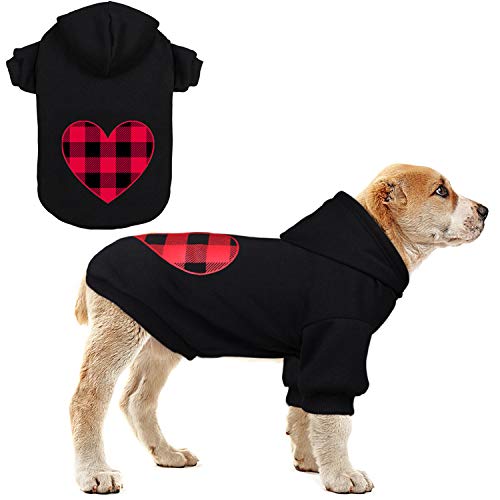 Hunde-Kapuzenpullover für kleine Hunde, Haustierkleidung, schwarz, Büffelkariert, warm und weich, atmungsaktiv, gemütlich (S) von Stpiatue