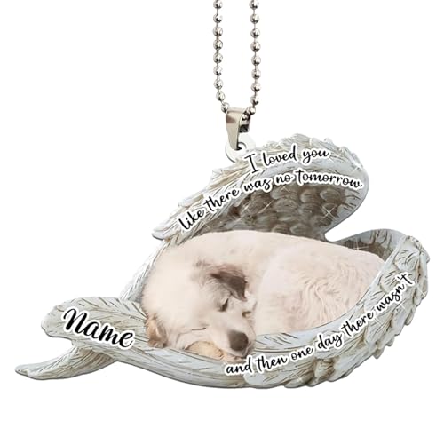 Streysisl Acryl Hund Ornament, Acryl Hund Anhänger, Schlafender Engel Ornament für Hunde, 2D schlafender Engelshund Ornament, niedliches schlafendes Engelshaustier, von Streysisl