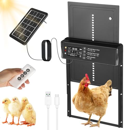 Automatische Hühnerstalltür Solar, Hühnerklappe Automatisch Batterie aus Aluminium mit LED-Anzeige, Fernbedienung, Timer, IP45 Wasserdicht, Automatische Hühnerklappe für den Bauernhof Automatische Hühnerstalltür Solar, Hühnerklappe Automatisch Batterie aus Aluminium mit LED-Anzeige, Fernbedienung, Timer, IP45 Wasserdicht, Automatische Hühnerklappe für den Bauernhof von Strixorn