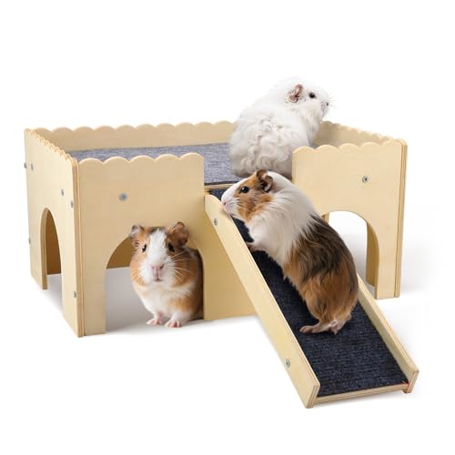 Meerschweinchen Versteck, Extra Groß Meerschweinchen Spielzeug Hölzernes mit Treppe und Matten, 2 Tier Kleintierbett, Verstecken Spielt Schloss für Hamster, Kaninchen & Chinchillas Meerschweinchen Versteck, Extra Groß Meerschweinchen Spielzeug Hölzernes mit Treppe und Matten, 2 Tier Kleintierbett, Verstecken Spielt Schloss für Hamster, Kaninchen & Chinchillas von Strixorn