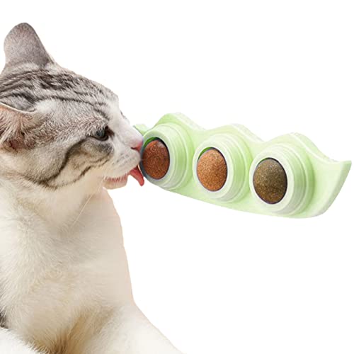 Beißspielzeug für Katzenzähne - Turntable Interactive Cat Toy enthält 3 Verschiedene Geschmacksrichtungen,Spinning Cat Nip Ball zum Aufkleben auf Fenster, Fliesen oder andere Glatte von Stronrive
